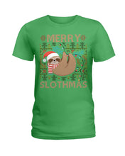 Load image into Gallery viewer, Merry Slothmas Christmas Gift For Kids Family Gift T-Shirt Ladies Tee