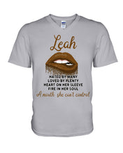 Load image into Gallery viewer, Leah A Mouth She Can't Control Quote Name T-Shirt Guys V-Neck