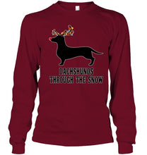 Load image into Gallery viewer, Dachshund Reindeer Through The Snow Christmas Gift Shirt Unisex Long Sleeve
