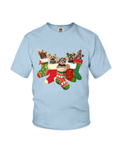 Load image into Gallery viewer, Yorkies In The Socks For Yorkie Lovers Christmas Gift Youth Tee