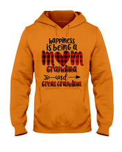 Load image into Gallery viewer, Happiness Is Being A Mom Grandma And Great Grandma Hoodie
