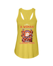 Load image into Gallery viewer, A Woman Loves Clemson Tigers Gift For Fans T-Shirt Ladies Flowy Tank