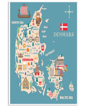 Load image into Gallery viewer, Denmark Map World Map Custom T-Shirt Vertical Poster