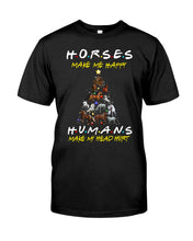 Load image into Gallery viewer, Horses Make Me Happy Christmas Tree Gift For Horse Lovers Ladies Tee