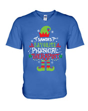 Load image into Gallery viewer, Santa's Favorite Physical Therapist Black T-Shirt Guys V-Neck