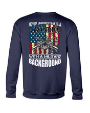 Load image into Gallery viewer, Never Underestimate A Grandpa Black T-Shirt Sweatshirt