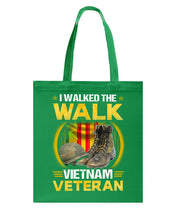 Load image into Gallery viewer, Walked The Walk Vietnam Veteran T-Shirt Basketweave Tote Bag