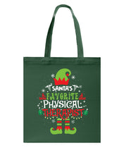 Load image into Gallery viewer, Santa's Favorite Physical Therapist Black T-Shirt Basketweave Tote Bag