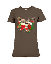 Load image into Gallery viewer, Yorkies In The Socks For Yorkie Lovers Christmas Gift Ladies Tee