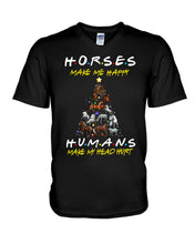 Load image into Gallery viewer, Horses Make Me Happy Christmas Tree Gift For Horse Lovers Guys V-Neck