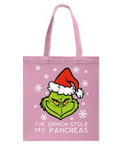 Load image into Gallery viewer, The Grinch Stole My Pancreas Basketweave Tote Bag