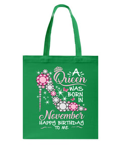 Happy Birthdat To November Queen T-Shirt Basketweave Tote Bag