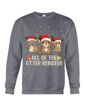 Load image into Gallery viewer, Merry Ottermas All Of The Otter Reindeer Black T-Shirt Sweatshirt