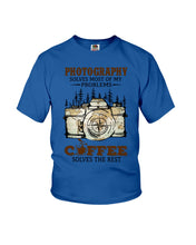 Load image into Gallery viewer, Solve Most Problems Camera Map Photography T-Shirt Youth Tee