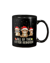Load image into Gallery viewer, Merry Ottermas All Of The Otter Reindeer Black T-Shirt Mug