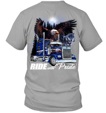 Load image into Gallery viewer, Ride With Pride Wolf Truck Black T-Shirt Guys V-Neck