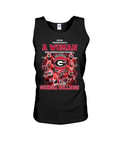 A Woman Loves Georgia Bulldogs Custom Tee Unisex Tank Top