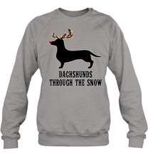 Load image into Gallery viewer, Dachshund Reindeer Through The Snow Christmas Gift Shirt Sweatshirt