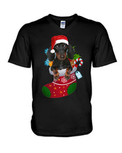 Load image into Gallery viewer, Dachshund In A Sock Christmas Cute Gift For Dachshunds Lovers Guys V-Neck
