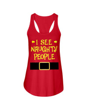 Load image into Gallery viewer, Santa Claus I See Naughty People Christmas T-Shirt Ladies Flowy Tank