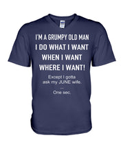Load image into Gallery viewer, Grumpy Old Man June Wife Black Quote T-Shirt Guys V-Neck