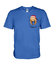 Load image into Gallery viewer, Pocket Slothmas Christmas Gift Funny T-Shirt Guys V-Neck