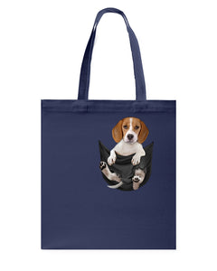 Beagle In The Pocket Funny T-Shirt Basketweave Tote Bag