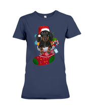 Load image into Gallery viewer, Dachshund In A Sock Christmas Cute Gift For Dachshunds Lovers Ladies Tee