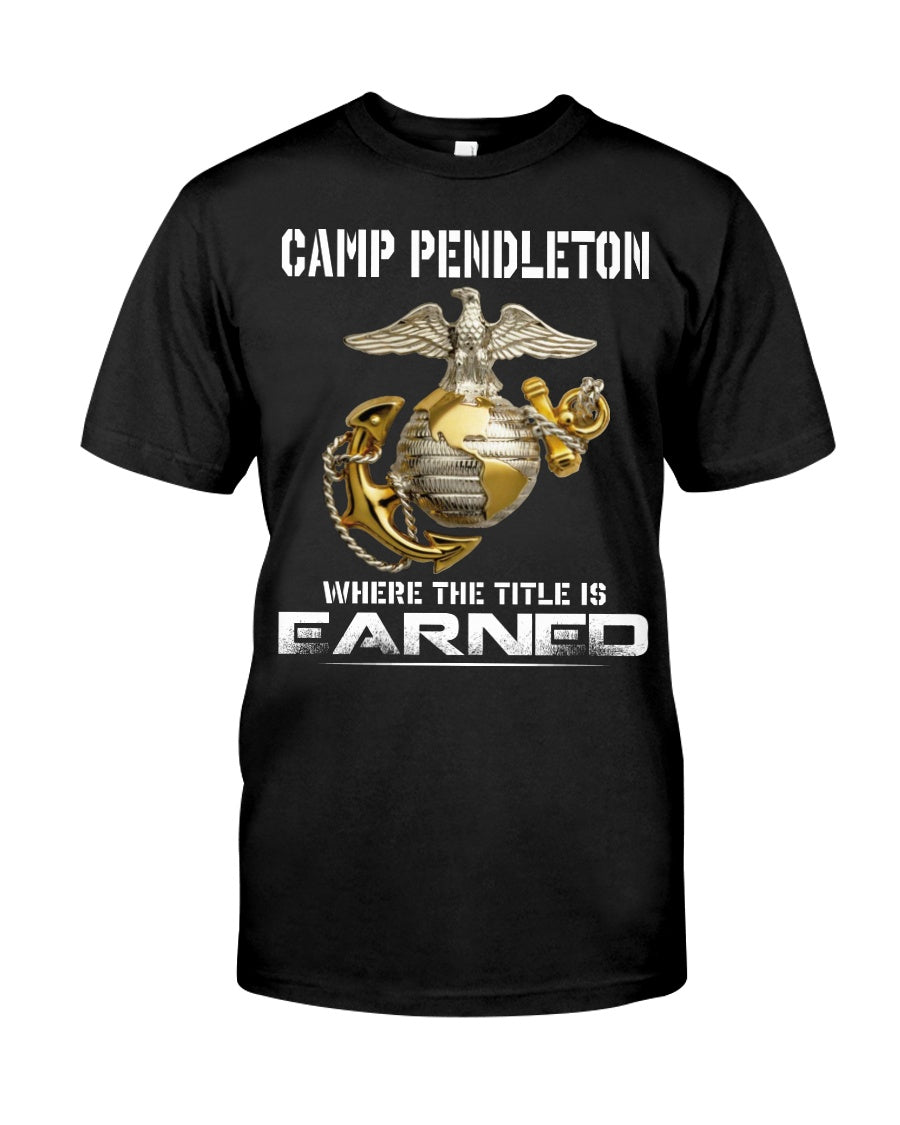 Camp Pendleton Earned Black T-Shirt Guys Tee