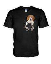 Load image into Gallery viewer, Beagle In The Pocket Funny T-Shirt Guys V-Neck