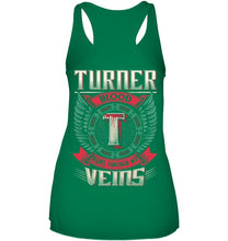 Load image into Gallery viewer, Turner Blood Runs Through Veins Black Quote Name T-Shirt Ladies Flowy Tank
