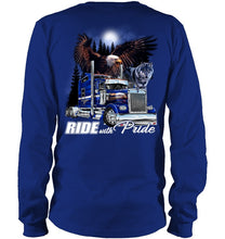 Load image into Gallery viewer, Ride With Pride Wolf Truck Black T-Shirt Unisex Long Sleeve