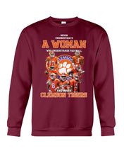 Load image into Gallery viewer, A Woman Loves Clemson Tigers Gift For Fans T-Shirt Sweatshirt