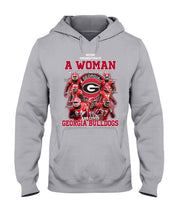Load image into Gallery viewer, A Woman Loves Georgia Bulldogs Custom Tee Hoodie