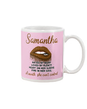 Load image into Gallery viewer, Samantha A Mouth She Can't Control Lipsquote Name T-Shirt Mug