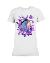 Load image into Gallery viewer, Donkey Loves Purple Flowers Custom T-Shirt Ladies Tee