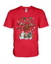 Load image into Gallery viewer, Christmas Tree Cat Lovers Cute Funny T-Shirt Guys V-Neck