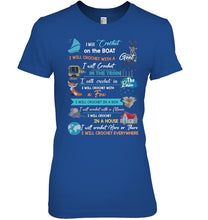 Load image into Gallery viewer, Crocheting Everywhere Black Quote T-Shirt Ladies Tee