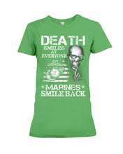 Load image into Gallery viewer, Death Smiles At Every Marines Smile Back Ladies Tee