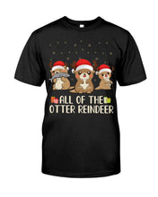 Load image into Gallery viewer, Merry Ottermas All Of The Otter Reindeer Black T-Shirt Guys Tee