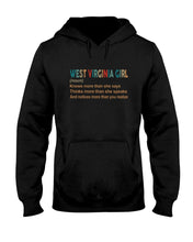 Load image into Gallery viewer, West Virginia Girl Knows More Than She Says Hoodie