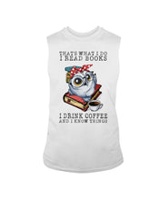 Load image into Gallery viewer, Cute Owl Read Books And Drink Coffee Funny T-Shirt Unisex Long Sleeve