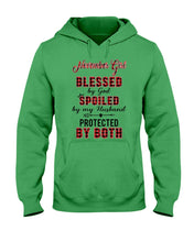 Load image into Gallery viewer, November Girl Blessed By Girl Spoiled By Husband Quote T-Shirt Hoodie