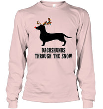 Load image into Gallery viewer, Dachshund Reindeer Through The Snow Christmas Gift Shirt Unisex Long Sleeve