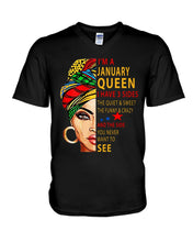 Load image into Gallery viewer, January Queen 3 Sides Horoscopes T-Shirt Guys V-Neck