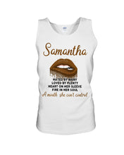 Load image into Gallery viewer, Samantha A Mouth She Can't Control Lipsquote Name T-Shirt Unisex Tank Top