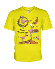 Load image into Gallery viewer, Flamingo Happy Thanksgiving Guys V-Neck