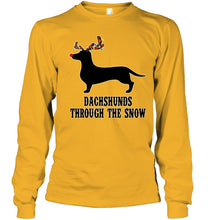 Load image into Gallery viewer, Dachshund Reindeer Through The Snow Christmas Gift Shirt Unisex Long Sleeve