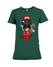 Load image into Gallery viewer, Dachshund In A Sock Christmas Cute Gift For Dachshunds Lovers Ladies Tee