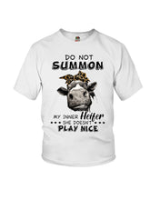 Load image into Gallery viewer, My Inner Heifer Doesn&#39;t Play Nice Funny Quote T-Shirt Youth Tee